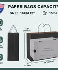 400 Pack Black Paper Gift Bags 16x6x12 Inches With Handles Made From Recycled Kraft Paper Eco Friendly Bulk Bags For Boutique Events Holiday Shopping Takeout Merchandise Party Favor