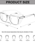 Heavy Duty 72 Pack Safety Glasses With Side Shields And Rock Solid Ansi Z87 Plus Certification For Top Tier Eye Protection On Construction Sites. Product size measurements shown.
