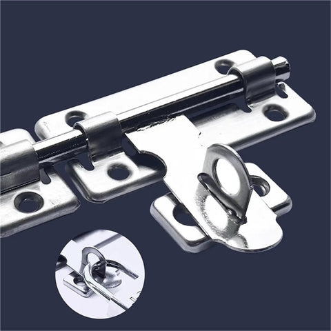 Premium Stainless Steel Sliding Bolt Latch for Outdoor Gates and Barn Doors Heavy Duty Self Closing Slide Bolt Door Catch With Smooth Action Silver Finish close-up view.