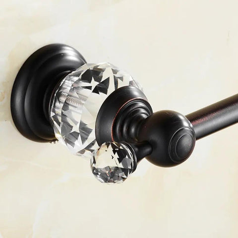 Close-up of Must Have Luxury Crystal Series Double Towel Bar Wall Mount with elegant crystal accent, sleek modern finish.