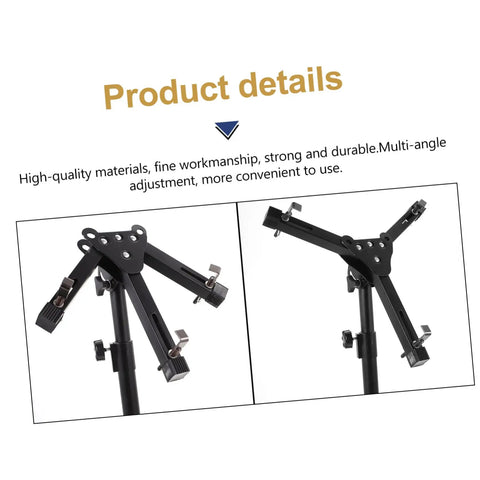 Badass Foldable Snare Drum Rack With Heavy Duty Alloy Stand And No Sweat Setup For Home Studio Practice Collapsible Black Support Frame close-up of multi-angle adjustment features.