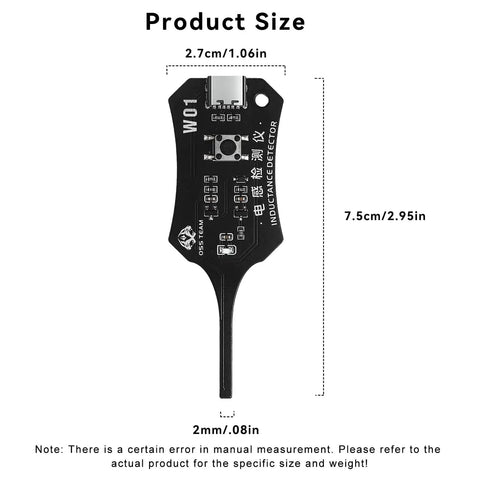Type C Inductance Tester For Phone Motherboard Coil Detector And Circuit Board Inductor Scanner Quick Fault Check Tool dimensions