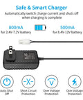 Go To All In One RC Battery Charger For NiMH And NiCd Packs 2S To 10S 7.2V To 12V With 800mA Or 500mA Output featuring safety features