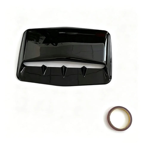 High Performance 3D Aerodynamic Hood Vent Cover For Tesla Cybertruck Sports glossy black vent cover with sharp grooves and adhesive.