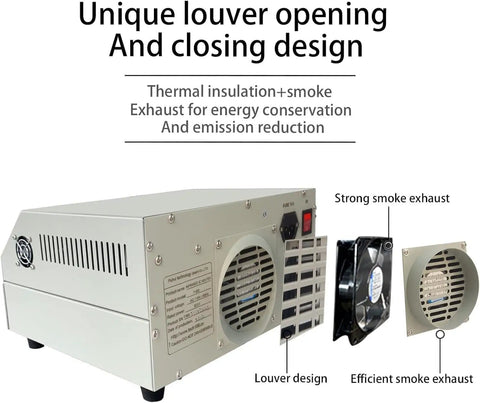 Back view of Smart Auto SMD Reflow Oven With Infrared IC Heater 110V 800W showing louver and smoke exhaust design