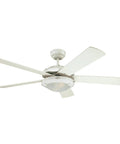 52 Inch Indoor Ceiling Fan With Light In White Finish, Reversible White And White Washed Pine Blades, LED Light Kit