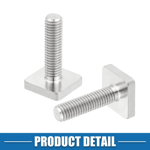 Heavy Duty M8 T Slot Bolts For Car Roof Racks, stainless steel square head and threaded bolts, pack of six.