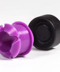 Transmission Shift Cable Bushing Repair Kit And Install Tool Set, 2 Pack, black and purple bushings side-by-side