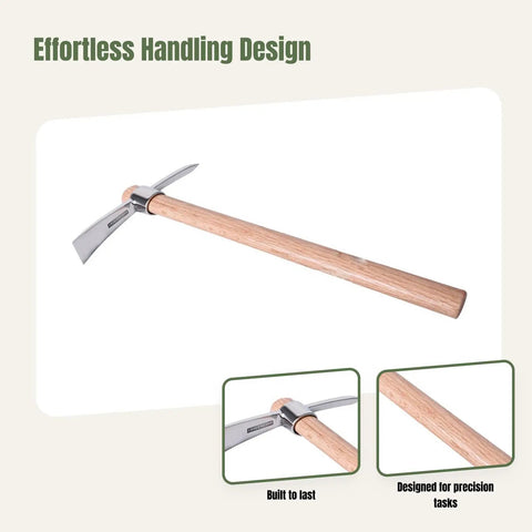 Stainless Steel Garden Pickaxe Handheld Mattock, Sturdy And Tough As Nails Multi Purpose Tool on white background