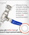 1/2 inch NPT stainless bulkhead valve with silicone O-ring