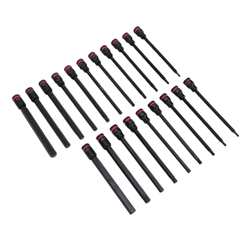 Heavy Duty 3/8 Drive Long Impact Hex Bit Socket Set With 20 Piece SAE Metric Sizes In Premium S2 Steel Extended Bits For Tough Jobs And Heavy Machinery That Will Rock Your World, black hex bits