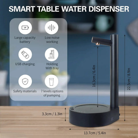 Portable Desktop Water Bottle Dispenser With 7 Level Pumping USB Charge Electric Jug Pump For 5 Gallon And Universal Bottles