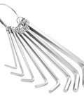 Super Tough 8Pcs Metric Hex Key Set With Handy Keyring, Heavy Duty L Shape Allen Wrenches, Nickel Plated Ratchet Drivers, 45 steel