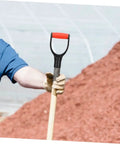 Person holding Plastic Shovel Handle Replacement D Handle For Garden Shovels, Comfy Grip, Rugged And Long Lasting, Built Tough Plastic Construction