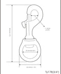 Solid brass heavy-duty trigger flagpole clip swivel snap hook; dimensioned drawing with 80mm height and 30.3mm width.
