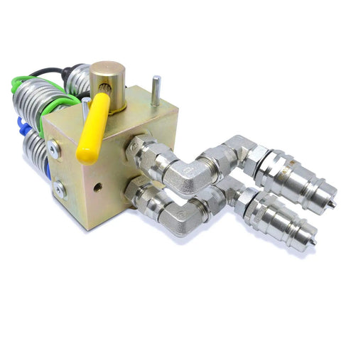 Manual Hydraulic Multiplier With SCV Splitter Diverter Valve, Couplers And AG Fittings For Farm Hydraulics, Flip Handle