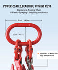Heavy Duty Chain Sling Three Eighths Inch By 6 Ft With 2 Leg Grab Hooks And Adjusters, G80 Mn Steel Lifting Chains For Engine Hoist, 11000 Lbs Capacity, 5 Ton Rigging Chain With Durable Hooks Built Tough, red chain sling with hooks