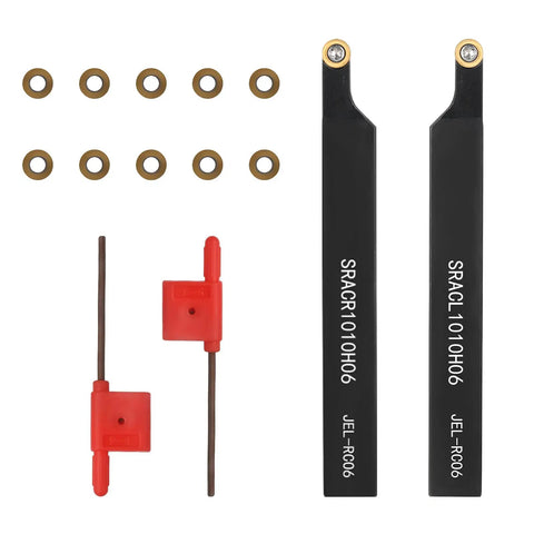 Indexable Lathe Turning Tool Kit 3/8 Inch 10mm Pro Grade With 2 Tool Holders And 10 Round Carbide Inserts For Turning