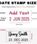 Straight Up Slick Custom Business Date Stamp With Your Personalized Name And Signature, Dope Self Inking Refillable Seal For Signing Contracts And Invoices Daily, Five Vibrant Ink Colors size and text display.