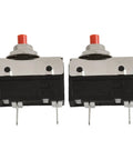 Straight Up No Sweat Push Button Circuit Breaker Switch 2.5A To 5A With Dead Simple Manual Reset For Blenders Vacuums And Small Appliances Quick Overload Relief Fuse Swap, two switches with red push buttons.