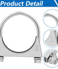 Close-up of 2.5 Inch U-Bolt Exhaust Clamp Saddle Style for Muffler Piping, showing 65mm marking and corrosion-resistant finish.