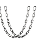 Heavy Duty Two Pack Stainless Steel Gate Chain Lock Built Tough As Nails With Rust Resistant Carabiners For Secure Farm Yard Perimeter Control And Livestock Gate Safety, showing three chains with carabiners.