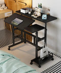 Effortless Height Adjustable Rolling Computer Desk, Foldable Standing Laptop Table With Wide Rust Proof Frame And Smooth Glide Wheels For Cozy Lazy Desk Setup in a cozy room