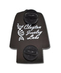 Lab Coat Enamel Pin In Black With White Accent, corrosion resistant steel backing, double rubber clutch, 1.5 by 1 inches