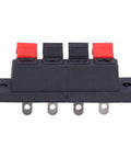 4 Way Speaker Connector Spring Loaded Terminal Kit Black ABS Metal Build For Easy Wiring Handles Zero To Two Hundred Fifty Volts Three Amps Rating Durable Audio Terminal Clips Perfect For Speaker Wire Upgrades And Quick Install