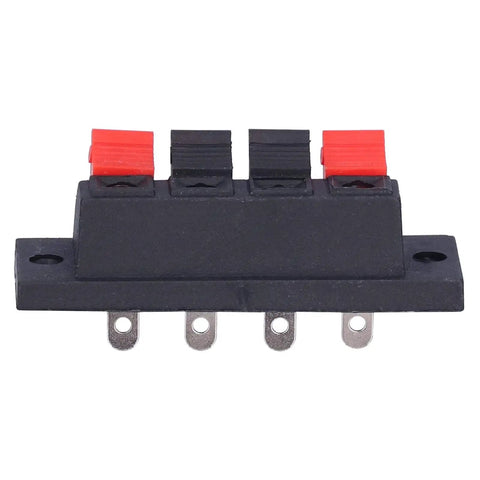 4 Way Speaker Connector Spring Loaded Terminal Kit Black ABS Metal Build For Easy Wiring Handles Zero To Two Hundred Fifty Volts Three Amps Rating Durable Audio Terminal Clips Perfect For Speaker Wire Upgrades And Quick Install