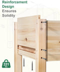 Close-up of fir wood Heavy Duty Raised Garden Bed On Legs 331 Lb Capacity 48 By 24 By 31 Inches Large Planter Box corner support.