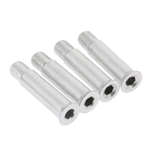 Four silver Eight Pack Inline Skate Axle Screws For Wheel Fastening, Heavy Duty Steel Replacements For Inline Skates, 0.31 Inch 8mm Bolts