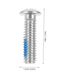 Single metal screw with blue thread, 3cm x 1.2cm, from 6 Pcs Roller Skate Stopper Screws For Quad Skates Replacement Parts.