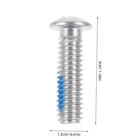 Single metal screw with blue thread, 3cm x 1.2cm, from 6 Pcs Roller Skate Stopper Screws For Quad Skates Replacement Parts.