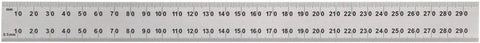 300mm Steel Ruler With Satin Chrome Finish And Sharp Metric Marks In One Millimeter And Zero Point Five Millimeter Increments For Accurate Measurements About One Point Two Millimeter Thick And Twenty Five Millimeter Wide Your Layout Tool For Crafts. top view