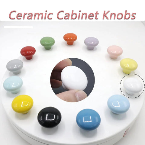 Ten Pack White Ceramic Cabinet Knobs 32mm Round Drawer Pulls With Screws Included For Easy Install The Ultimate Kitchen And Furniture Makeover Upgrade, white knob in circle