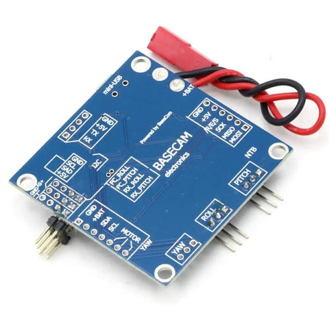 Top Shelf BGC 3.1 Brushless Gimbal Controller For FPV Drones Featuring 6050 PTZ Gyro Sensor and connectors on blue circuit board.