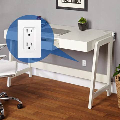 20 Pack Tamper Resistant Receptacle Outlet With Screwless Wall Plate 15A 125V UL Listed installed in modern home office