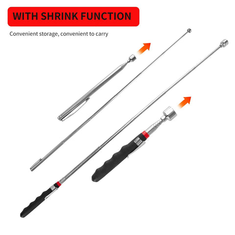 Two Pack Telescoping Magnetic Pick Up Tools for Auto, Home and Garage, displaying shrink function feature.