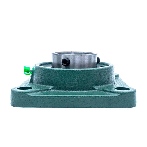 2 Inch Bore Pillow Block Bearings Set Of 2 With Square Flange Cast Iron Housing And Chrome Steel Ball Bearings, front view