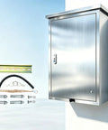 Heavy Duty Waterproof Stainless Steel EV Charger Lock Box with wall mount hardware and key entry for outdoor protection.