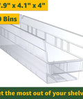 Premium Heavy Duty Garage Storage Rack With Forty Clear Slanted Bins And Commercial Metal Wire Shelving Unit For Workshop Warehouse Tools with clear bin dimensions 17.9" x 4.1" x 4".