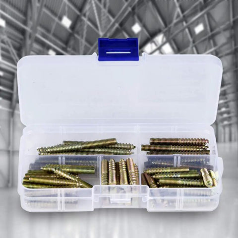 Pro Grade 80 Pcs Dowel Screws Set M5 Double Ended Hanger Bolts Zinc Plated Iron For Furniture Assembly And Repairs Multi Size Kit Open Box