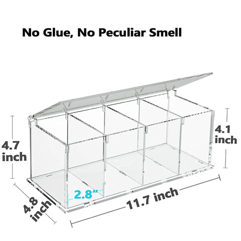 Clear Acrylic 4 Compartment Coffee Capsule Holder With Lid K Cup Organizer For Pods Large Capacity Coffee Bar Storage Box