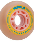 Close-up of an 84A wheel for Roller Skates For Women Inline Seventy Millimeter EightyA Wheel Four Pack With Easy Entry Buckle And Lace Combo.