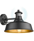 Motion Sensor Barn Light Outdoor Dusk To Dawn Wall Sconce With Auto On Off, Vintage Black Exterior Light Fixture