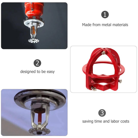Tough As Nails Fire Sprinkler Head Guard Cover Designed For Flush Side Wall And Semi Recessed Systems To Shield Critical Plumbing From Accidental Bumps While Keeping Places Safe shown from different angles and applications.