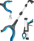 Kekoy 36-inch foldable reacher grabber with rotating jaw and magnet, blue and black, front view