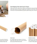 Set of Spiral Wound Kraft Cardboard Mailing Tubes with Plastic End Caps for Docs Posters Blueprints on Wooden Surface