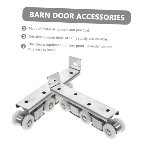 Top Tier Sliding Barn Door Track Roller System With Whisper Quiet Wheels For Kitchen Pantry Bathroom Or Master Bedroom Room Divider Easy Snap Install, featuring sturdy iron rollers.